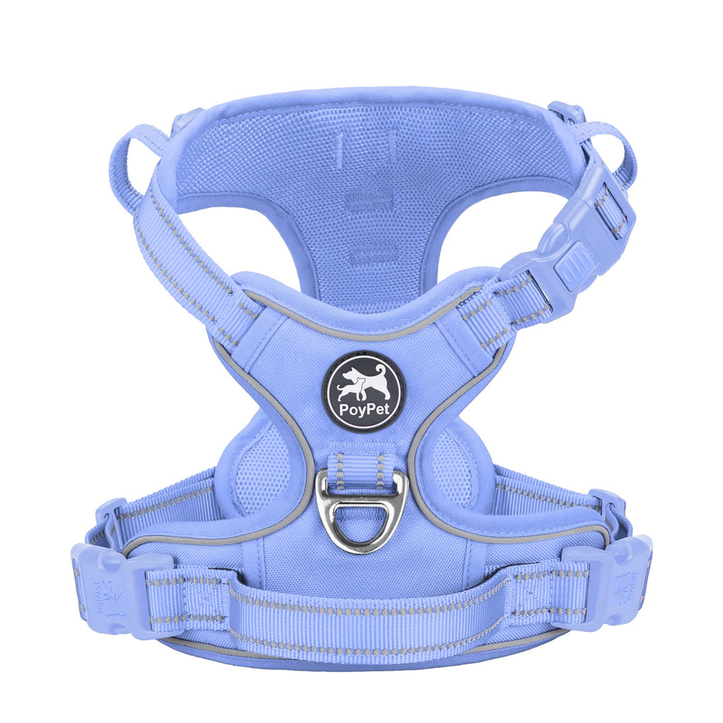 PoyPet Dog Harness No Pull, Reflective Vest Harness with Front & Back 2 Clips and Easy Control Handle for Small Medium Large Dog (XS, Black)