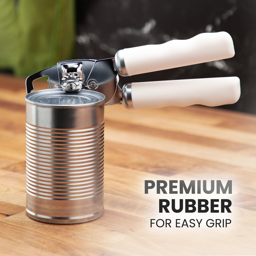 Zulay Kitchen Heavy Duty Stainless Steel Can Opener Manual with Bottle Opener - Rust Proof Manual Can Opener With Turn Knob & Comfy Soft Grip Handles - Airy Lilac