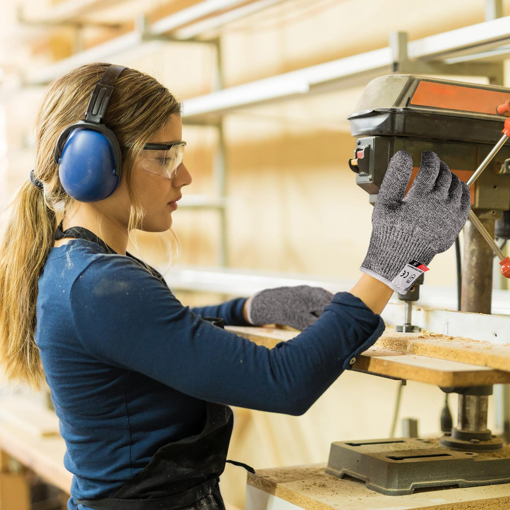 Xuhal 12 Pairs Cut Resistant Gloves Level 5 Protection Cutting Safety Kitchen Anti Cut Gloves for Kitchen (M)