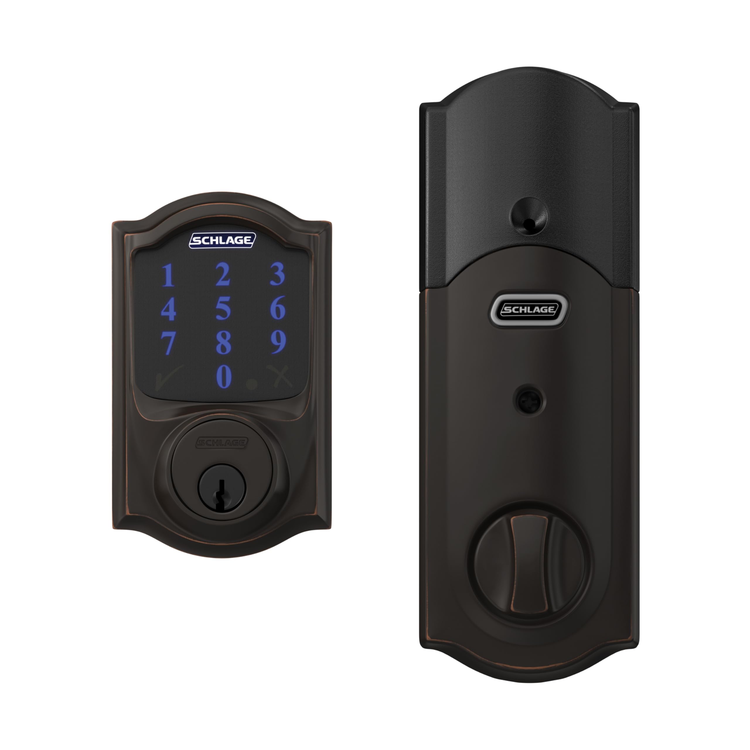 Schlage Connect Smart Deadbolt Lock with Touchscreen Keypad, Keyless Front Door Entry, Z-Wave Plus Compatible, Aged Bronze, BE469ZP CEN 716