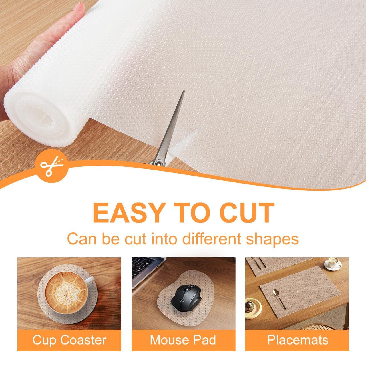 FEXIA Shelf Liner for Kitchen Cabinets Drawer Non Adhesive Non-Slip Liner 12 Inches x 20 FT Waterproof & Oil-Proof Durable Material Fridge Liner for Shelves