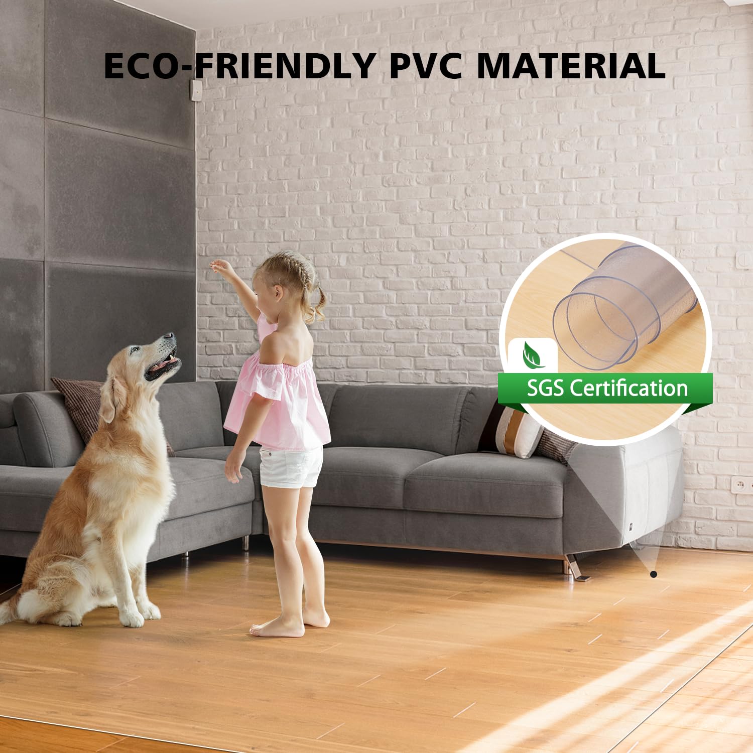 Clear Frosted Floor Mat, PVC Durable Anti-Scratch Floor Mat (24"x 36")