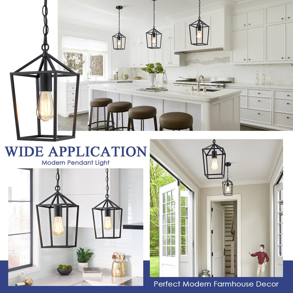 Sheetea 2-Pack Gold Pendant Lights Kitchen Island, Modern Mid Century Light Fixtures Hanging Lamp for Kitchen, Farmhouse Kitchen Pendant Lighting Over Island, Metal Cage Design