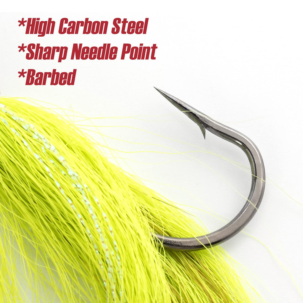 Dr.Fish 3 Pack Bucktail Jig Lure Hair Jig Saltwater Freshwater Lures Surf Fishing Bass Flounder Striper Bluefish Halibut Redfish