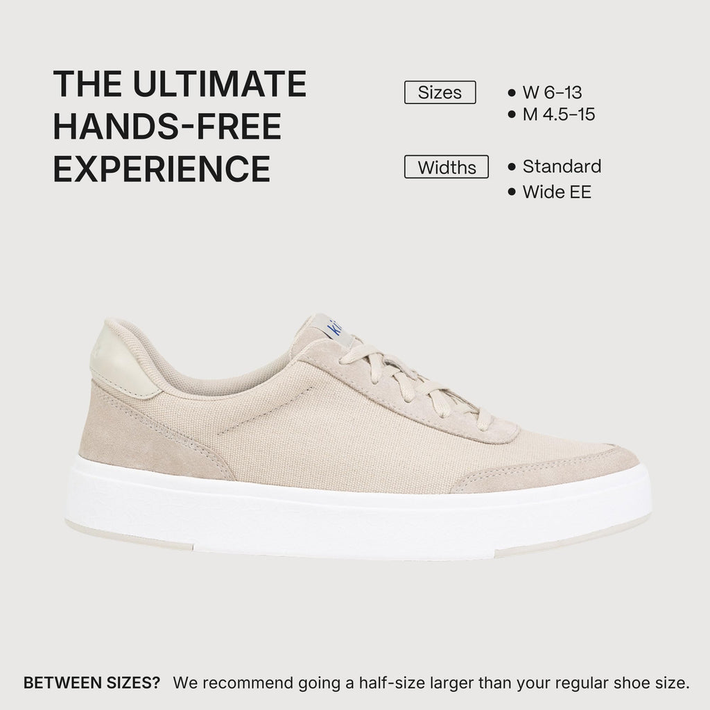 Kizik Slip On Sneakers: Prague - Court Style, 4-Way Stretch Canvas with Suede Details, Casual Shoes for Women & Men, Hands Free Convenience