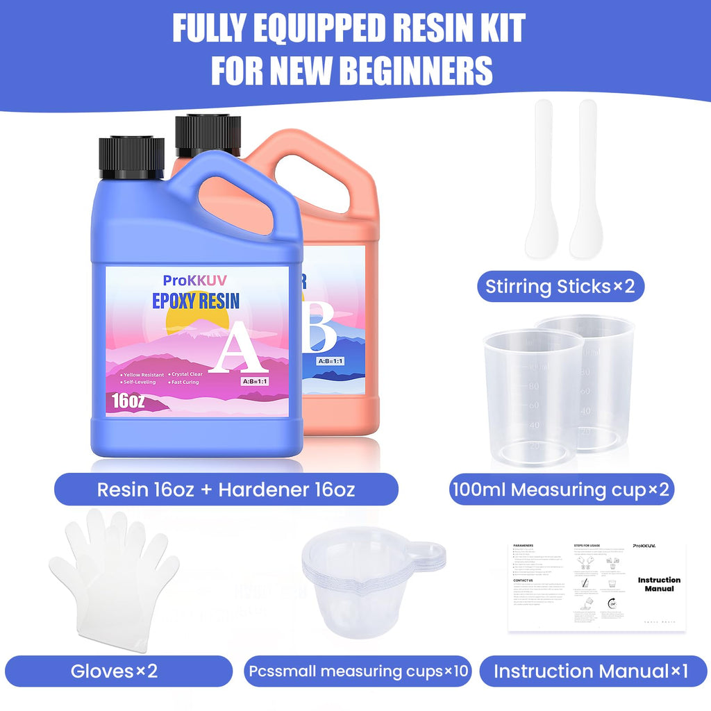 Epoxy Resin Kit, 1Gallon Kit Crystal Clear Resin Epoxy, Bubble Free, No Yellowing, UV Resistant, Food Safe with, Easy Mix 1:1 for DIY Crafts Jewelry Making