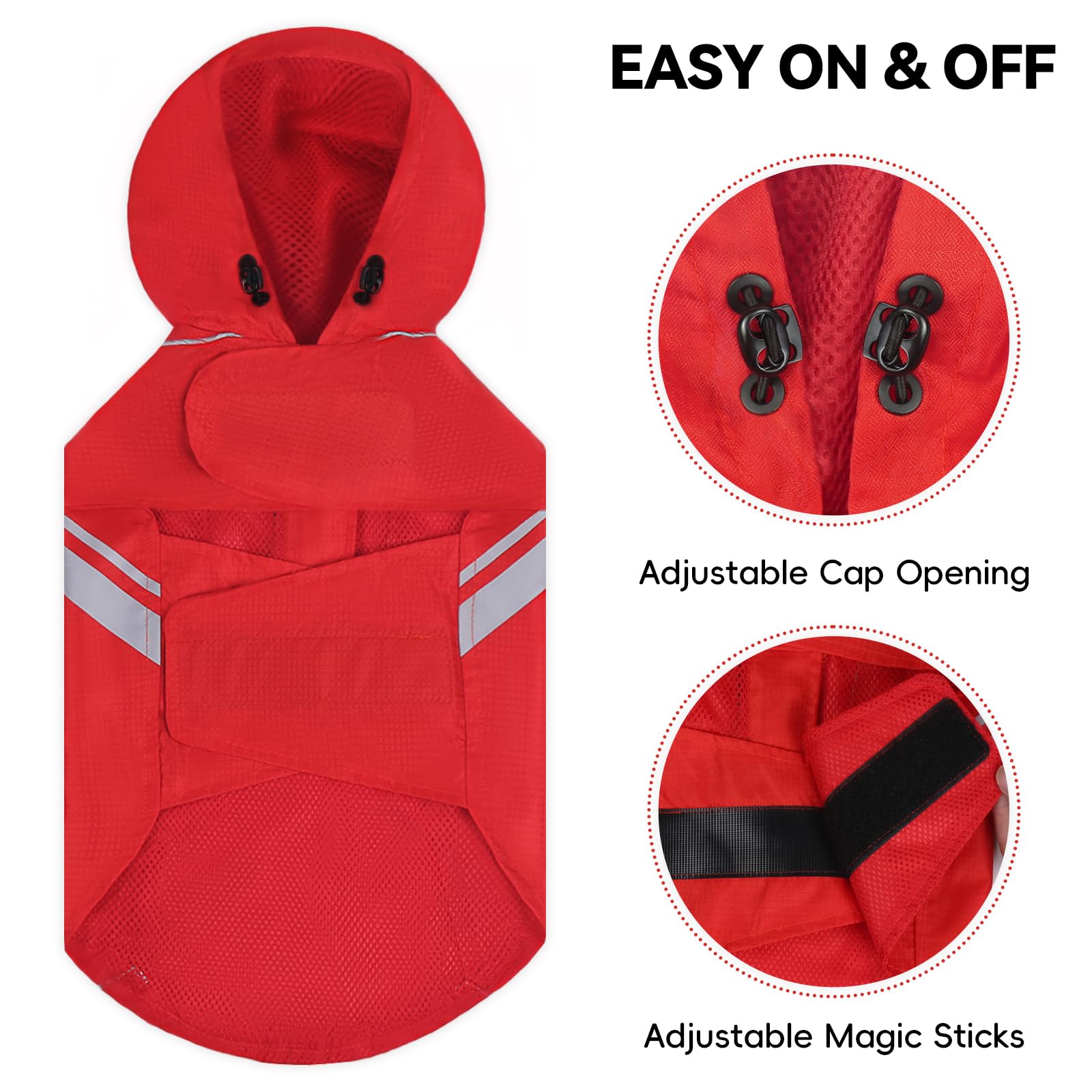 VIVAGLORY Wetoff Dog Raincoat, Rain Coat for Dog All Seasons Adventure, Rain Jacket with Harness Hole & Hood, Reflective Lightweight Waterproof for Doggy & Puppy, XXS, Blue
