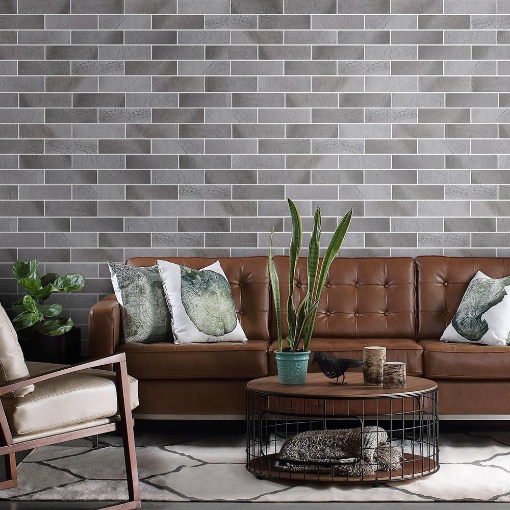 Old Town White Faux Brick Wall Tiles, 2 Pieces 3D Thin Brick Veneers