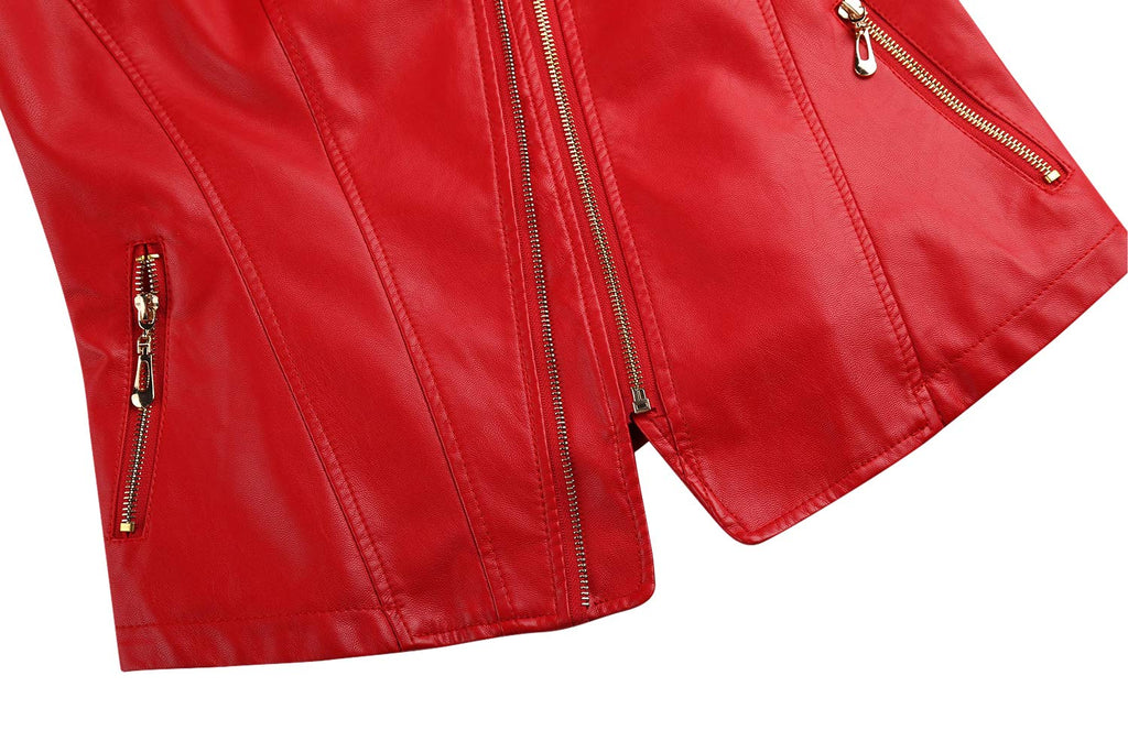 Tanming Women's Faux Leather Moto Biker Short Coat Jacket