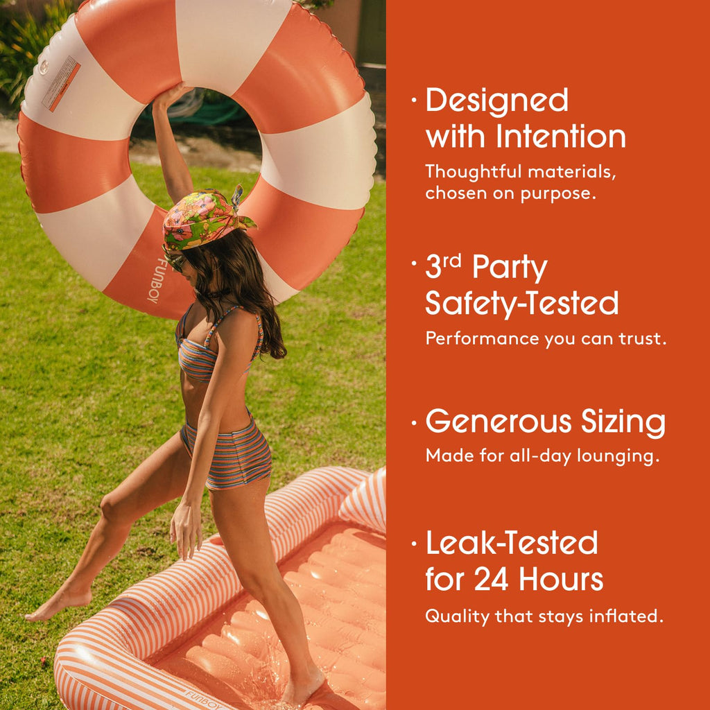 FUNBOY Giant Vintage Stripe Inflatable Tube Pool Float with Cup Holder 48" Large Pool Float for Adults Inner Tube Swimming Pool Toys Swim Rings Pool Lounger Float for Pool Party & Summer