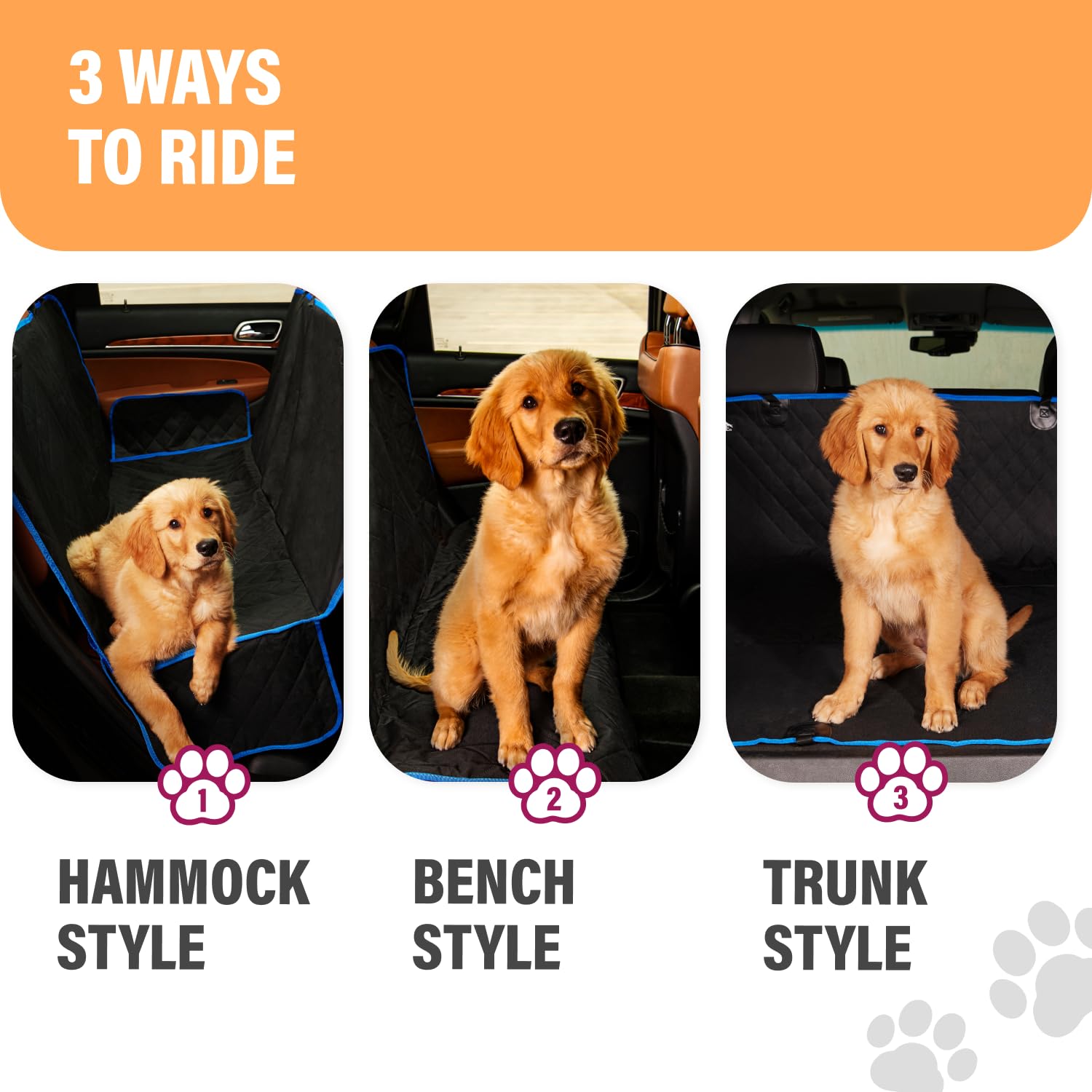 Active Pets Beige XL Dog Car Hammock Back Seat Cover, Waterproof Backseat Cover Protector for Truck Bench Rear of Sedans or SUVs, Essential Pet Supplies Vacuum or Wipe Clean, Machine Washable