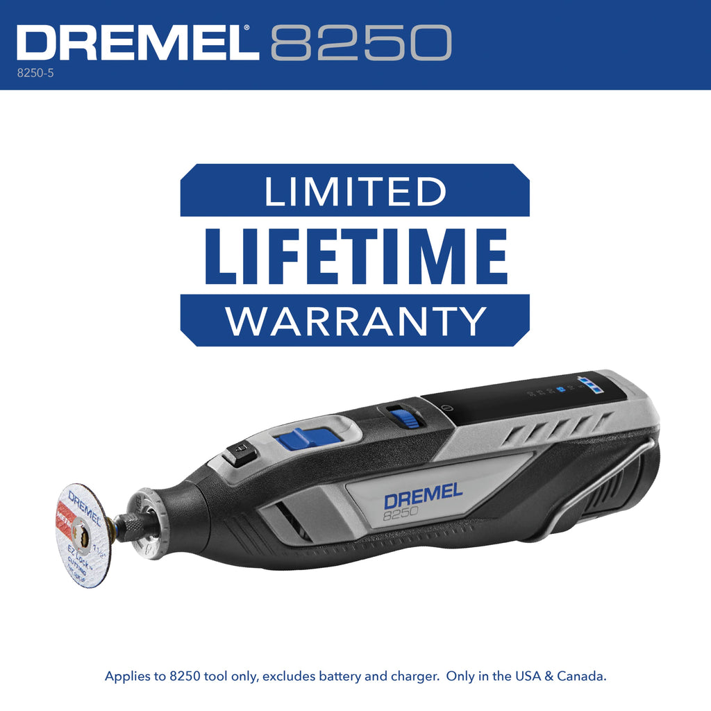 Dremel 8250-5 12V Lithium-Ion Variable Speed Cordless Rotary Tool with Brushless Motor - 5 Rotary Tool Accessories, 3Ah Battery, Charger, and Tool Bag