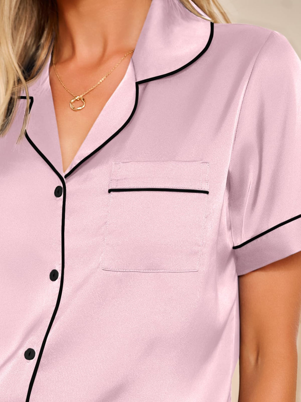 LILLUSORY Silk Satin Pajama Set for Women 2 Piece Lounge Pjs Winter Matching Summer Sleepwear Button Down Shirt Shorts