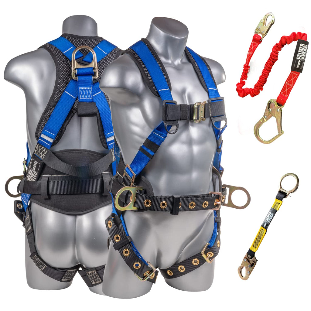 Palmer Safety Hammerhead 5pt Safety Harness Back Padded, QCB Chest, Tongue Buckel Legs Straps, Back & Side D-Rings