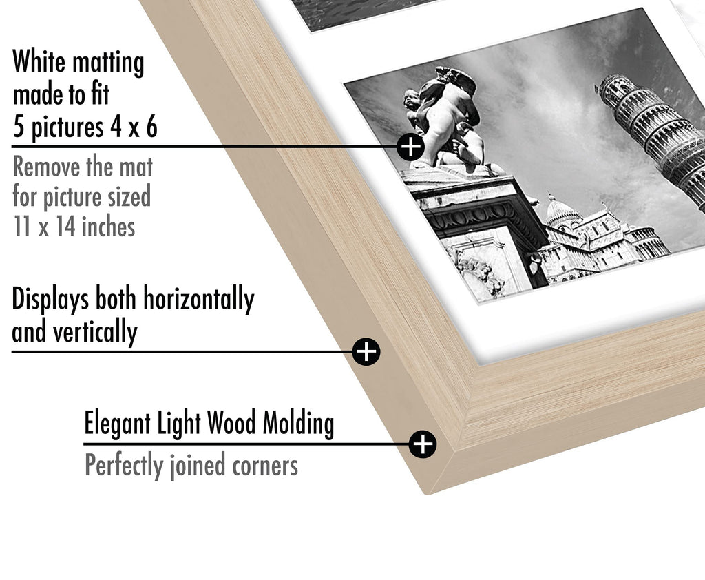 Americanflat 4x6 Double Picture Frame with Shatter-Resistant Glass - Fits Two 4x6 Photos or use as One 6x14 Frame - Signature Collection - Collage Frames for Tabletop and Wall Display - Black