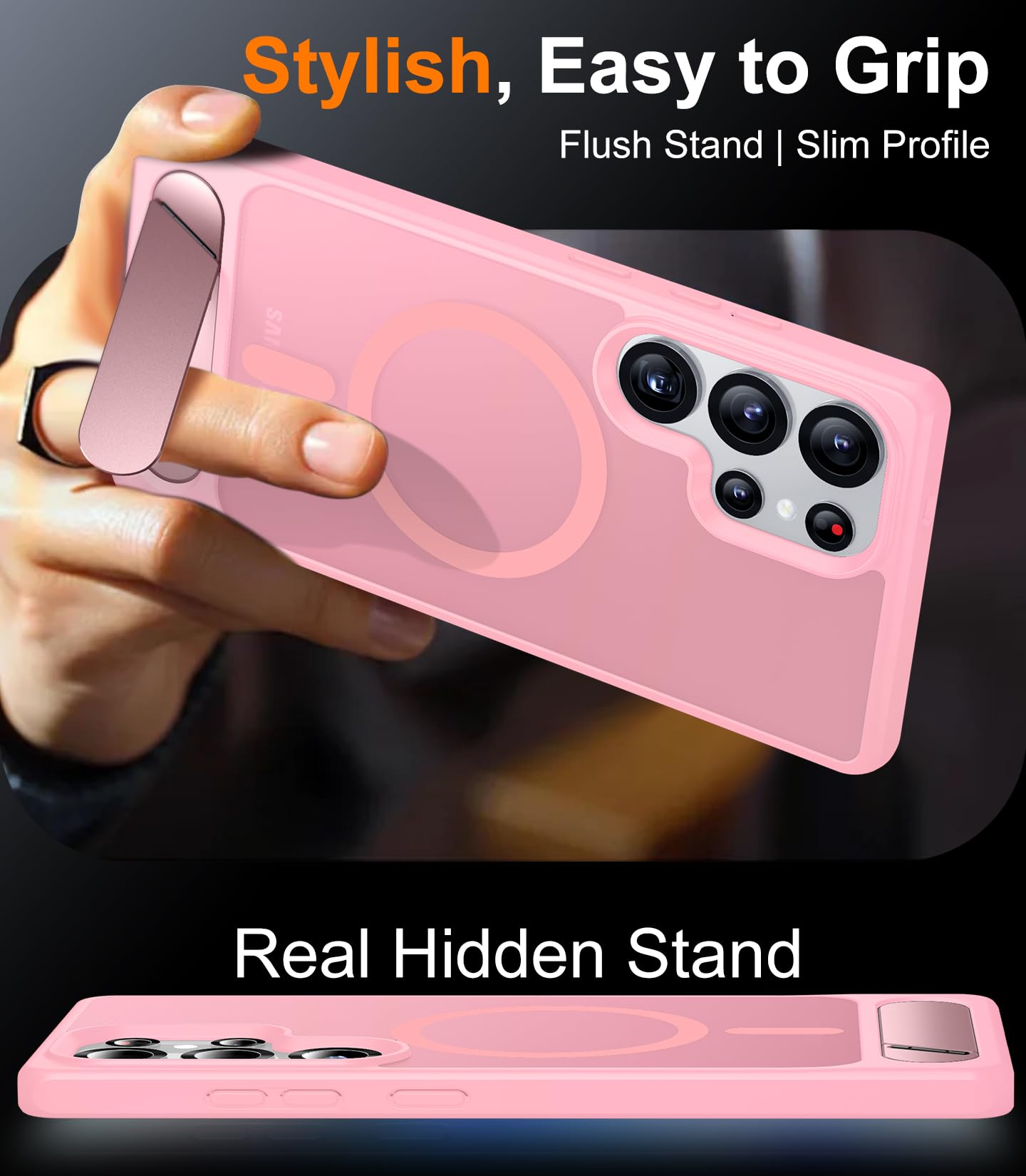 for Samsung Galaxy Z Fold 8 Case,[Compatible with MagSafe][Built-in HD Screen Protector & Kickstand][Hinge Protection]Translucent Matte Full-Body Shockproof Phone Case for Galaxy Z Fold 8,Black