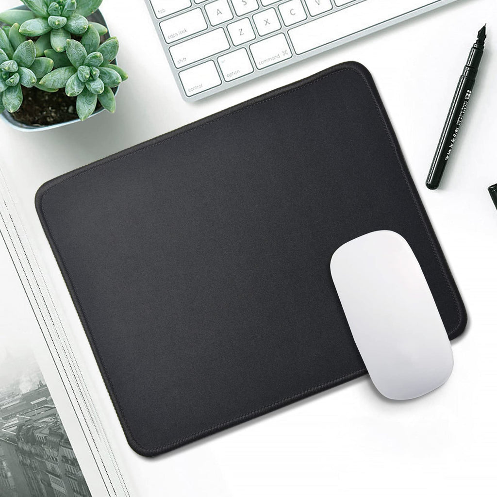 Zhithink 11 Pack Mouse Pad with Reinforced Stitching Edge, Washable Mousepad with Grippy Non-Slip Rubber Base, 0.12 Inch Thick Smooth Tracks Computer Mouse Pads Bulk for Desk, Black, 10.2x8.2 Inch