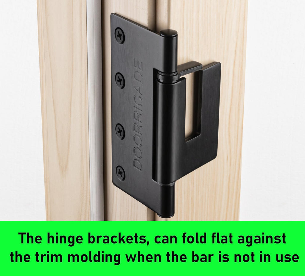 Door Security Bar-by Doorricade-Secure The Entire Width of Your Inward Opening Front Door-Safe Room. Fits Doors up to 32" Wide-Black Edition.