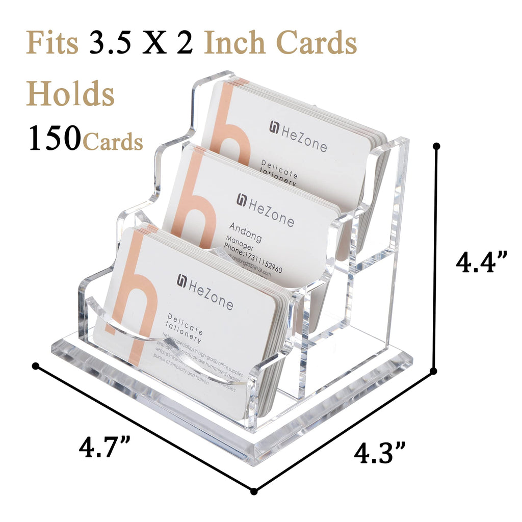 HeZone Business Card Holder for Desk Display, Clear Acrylic Cards Organizer Stand for Men and Women, Business Cards Case Rack 1 Pack, Holds 50 Cards-1 Slot