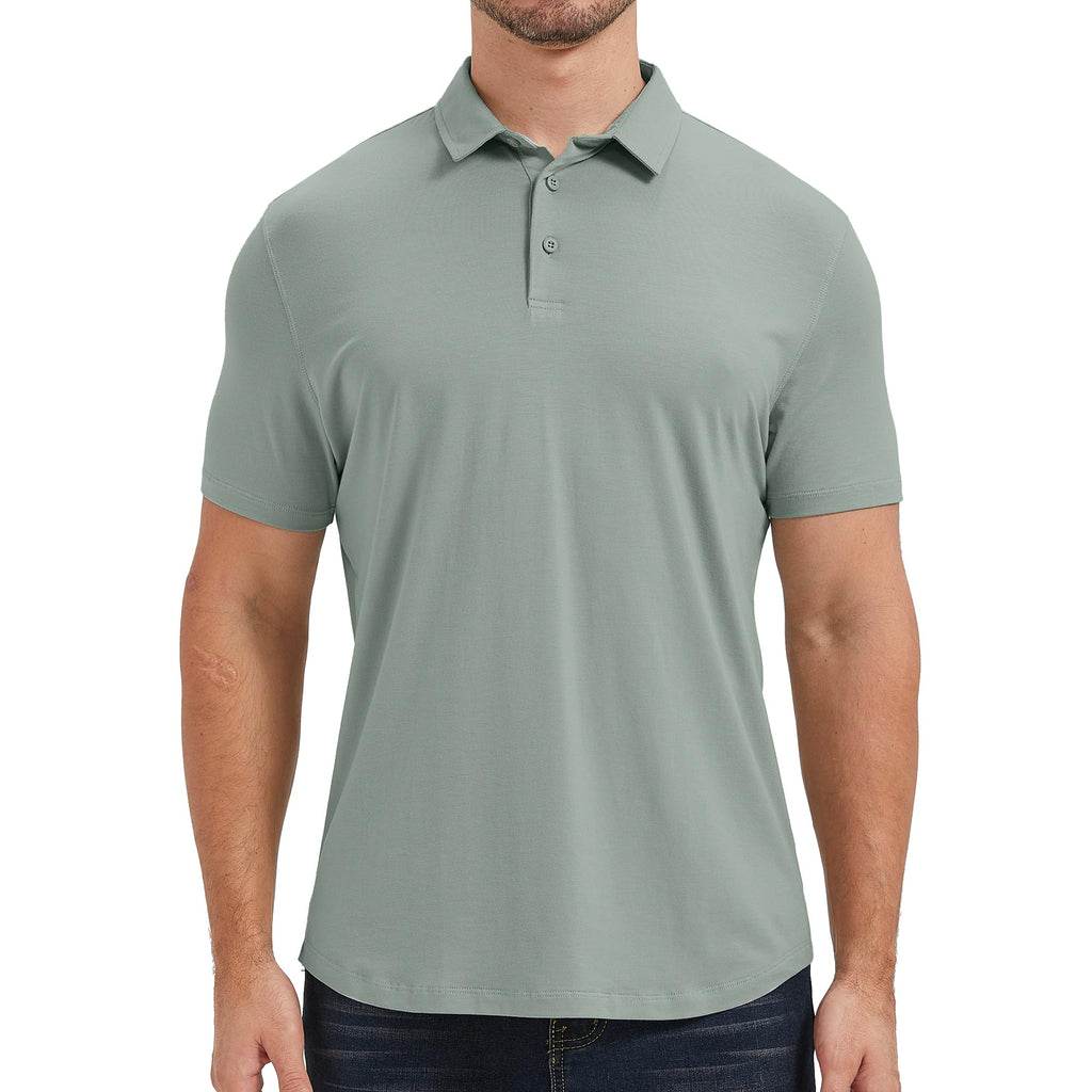 netdraw Mens Lightweight Bamboo Viscose Polo Ultra Soft Curved Hem UPF 50+ Casual Collared Golf Shirt