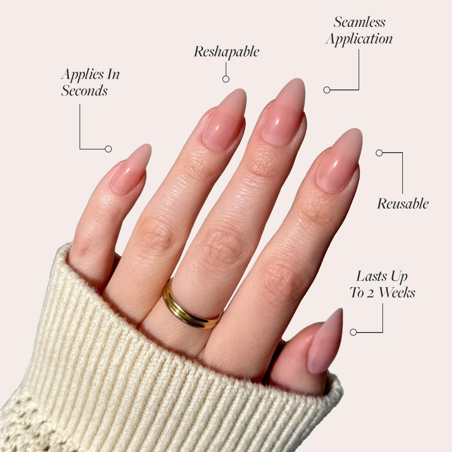 Glamnetic Press On Nails - Cashmere Blue | Opaque Soft Pale Sky Blue Short Squoval Fake Nails, Salon Quality | 15 Sizes - 30 Nail Kit
