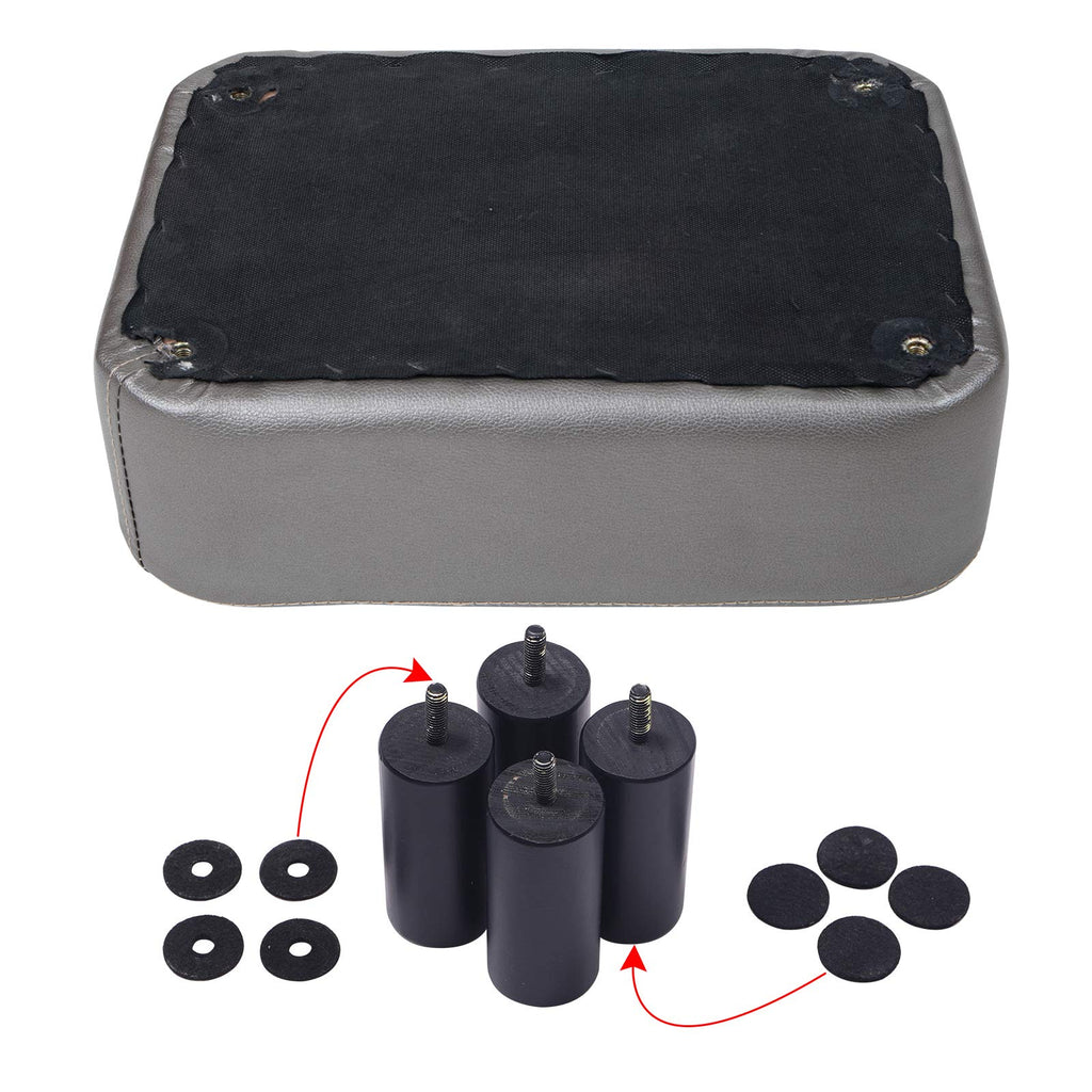 IBUYKE 16.54" Small Footstool, PU Faux Leather Step Stool, with Padded Seat Pine Wood Legs and Padded Rectangular Stool, for Bedroom, Black RF-BD210