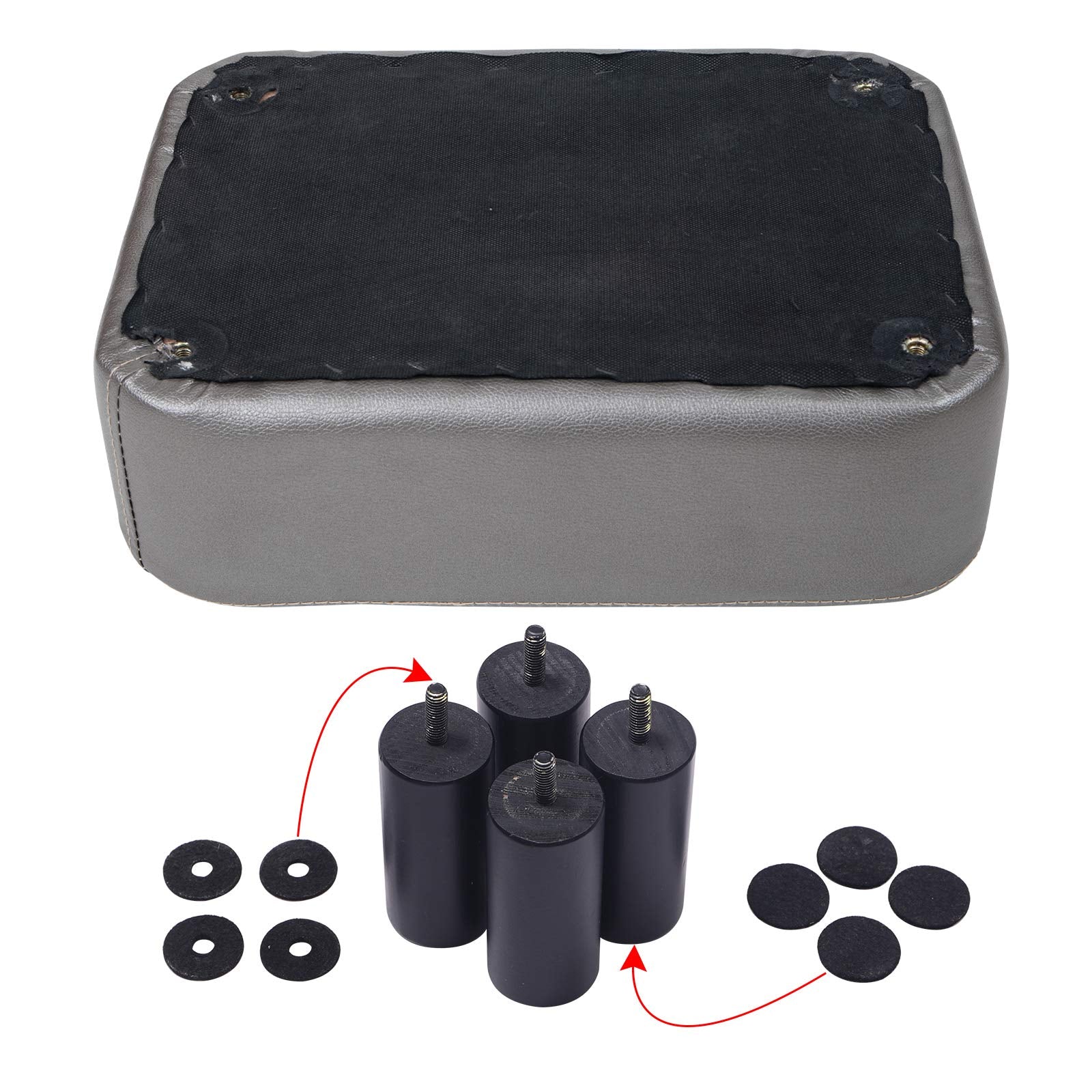 IBUYKE 16.54" Small Footstool, PU Faux Leather Step Stool, with Padded Seat Pine Wood Legs and Padded Rectangular Stool, for Bedroom, Black RF-BD210