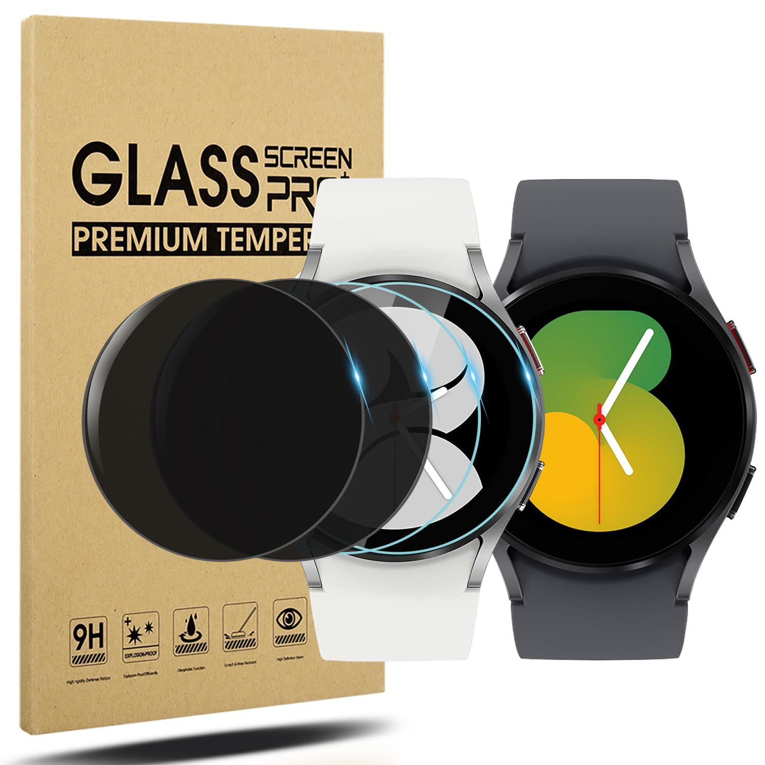 Suoman 4-Pack for Samsung Galaxy Watch 4 Classic 46mm Tempered Glass Screen Protector for Galaxy Watch 4 Classic 46mm Smartwatch [2.5D 9H Hardness] [Anti-Scratch]