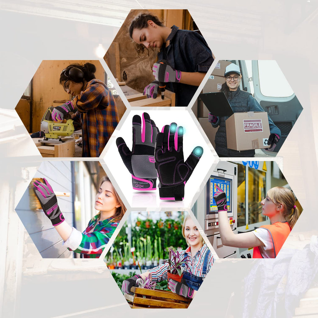 AIGEVTURE Safety Work Gloves Mens & Women, Light Duty Mechanic Gloves Touch Screen, Gardening Work Gloves with Grip,High Dexterity