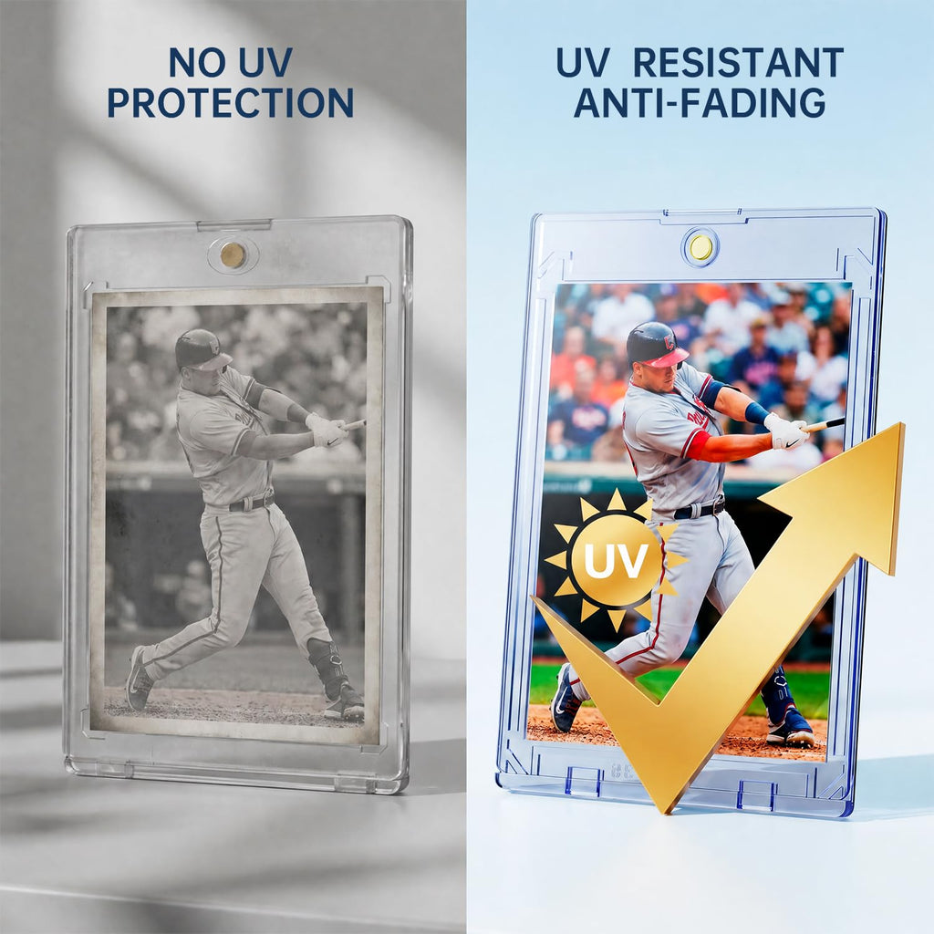 30ct Magnetic Card Holder, 35pt Slim One Touch Card Holder, Hard Plastic Protectors, UV Protection Magnetic Cards Case Fits for Baseball, Football, Game, Sports Collectible Cards, Ultra Slim