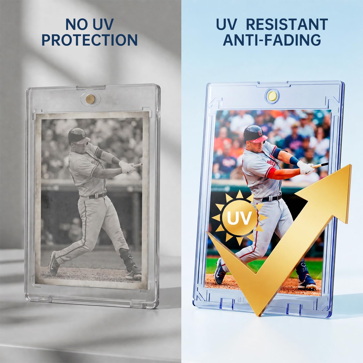 30ct Magnetic Card Holder, 35pt Slim One Touch Card Holder, Hard Plastic Protectors, UV Protection Magnetic Cards Case Fits for Baseball, Football, Game, Sports Collectible Cards, Ultra Slim