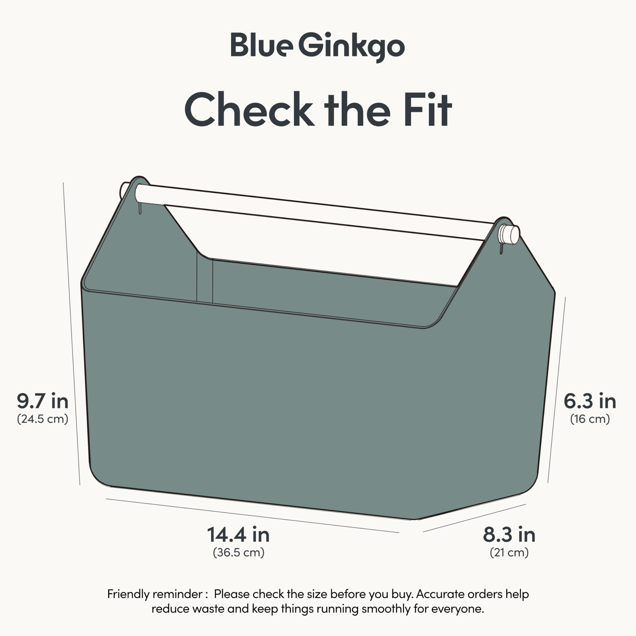 BLUE GINKGO Medium Storage Basket – Plastic Caddy with Wooden Handle for Office, Arts & Crafts, or Home Supplies (Green)