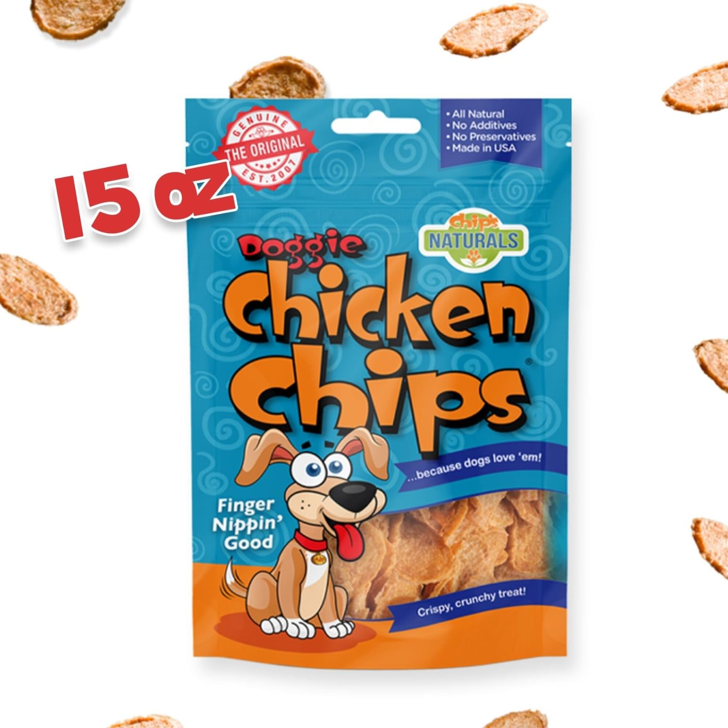Chip's Naturals Doggie Chicken Chips Small 4 oz All Natural High Protein Low Calorie Healthy Dog Treats, Grain Free Gluten Free USDA Inspected & Approved Chicken Treat for Dogs, Pet Supplies
