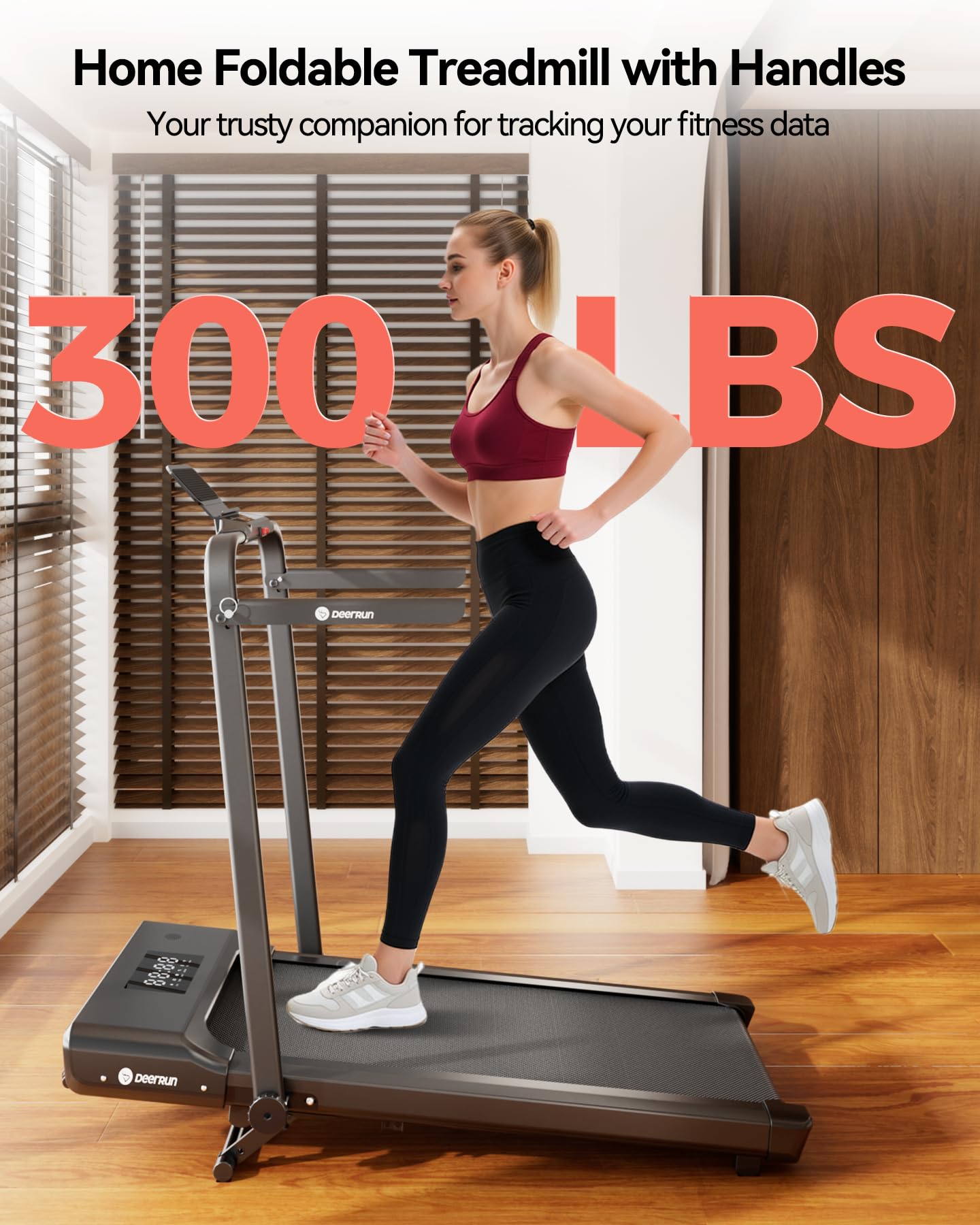DeerRun Walking Pad Treadmill with Incline and Handle Bar, 4-in-1 Foldable Under Desk Treadmills for Home Small or Office, 300 lbs Capacity 3.0 HP Folding Portable Walking Pad with APP