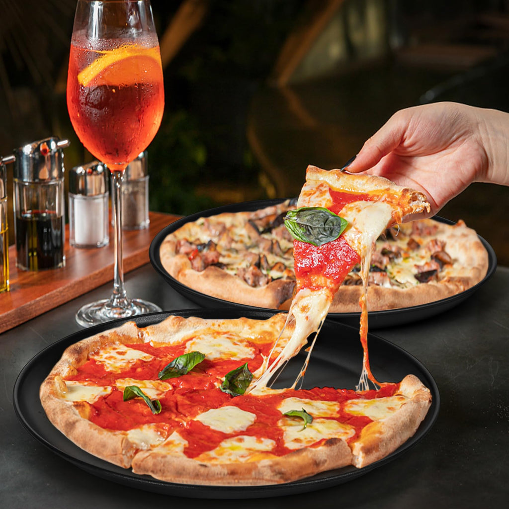 P&P CHEF Pizza Pan Set of 2, Stainless Steel Pizza Tray, Round Pizza Plate For Pie Cookie Pizza Cake, Non Toxic & Heavy Duty, Dishwasher Safe & Easy Clean, 10 Inch & Silver