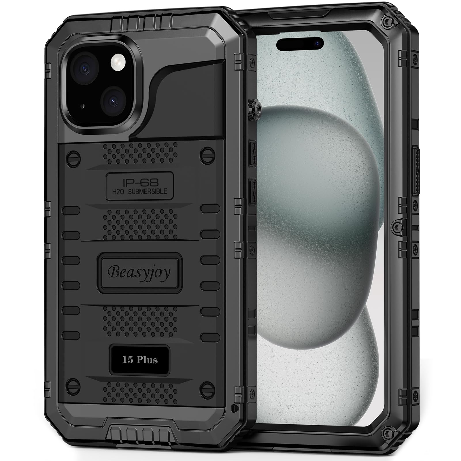 Beasyjoy for iPhone SE 2022/2020/ 8/7 Metal Case, Waterproof Heavy Duty Case with Screen Protector, Full Body Protection Military Grade Shockproof Defender Durable Sturdy Rugged Aluminum Cover, Black