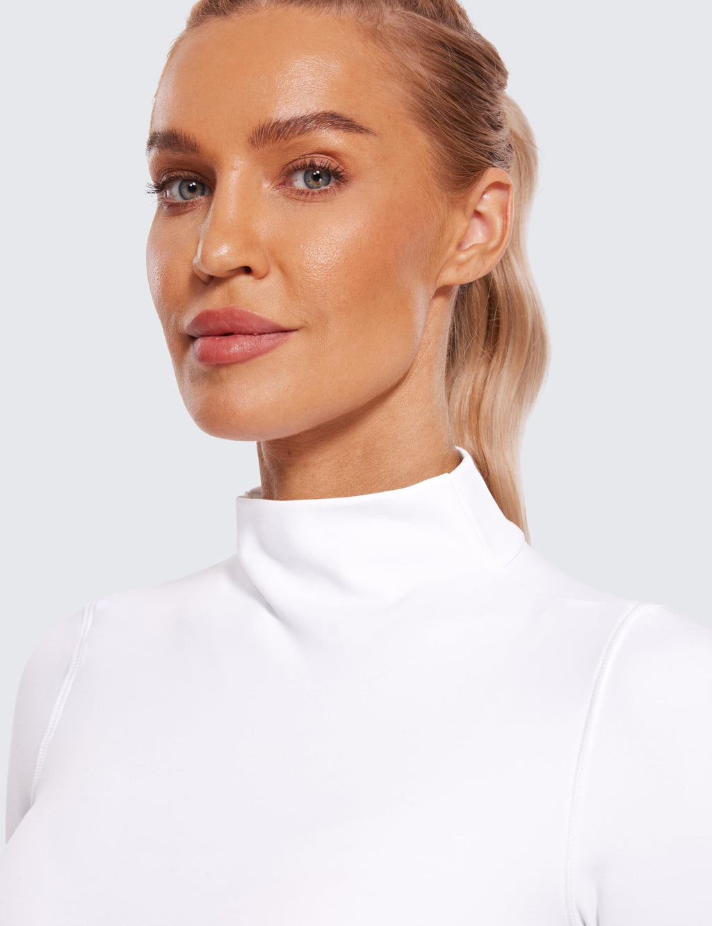 CRZ YOGA Butterluxe Mock Neck Long Sleeve Shirts for Women - Workout Casual Tops Turtleneck Crop Slim Fall Base Layer