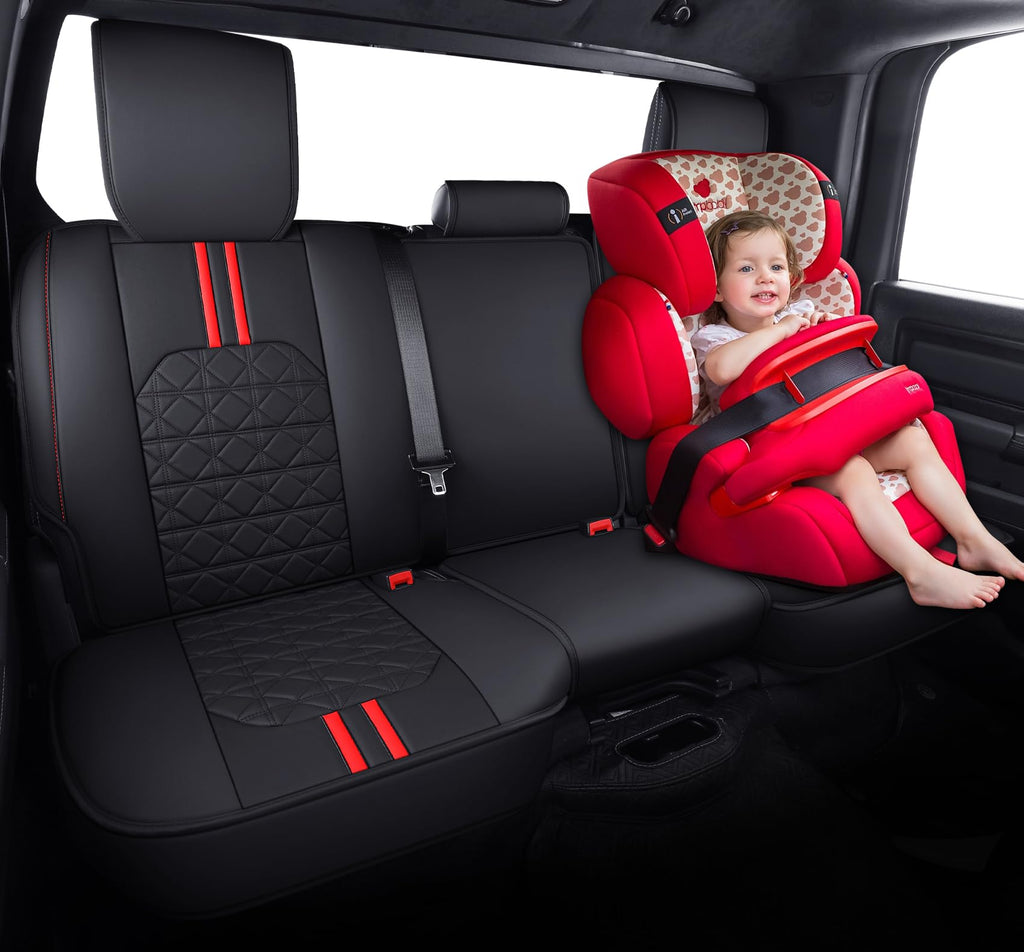 YIERTAI Dodge RAM Seat Covers Fit for 2009-2023 2024 2025 2026 1500/2500/3500HD Pickup Front Seats Only Crew Double Cab Quad Cab Waterproof Leather Seat Covers(2 PCS Front only/Black)