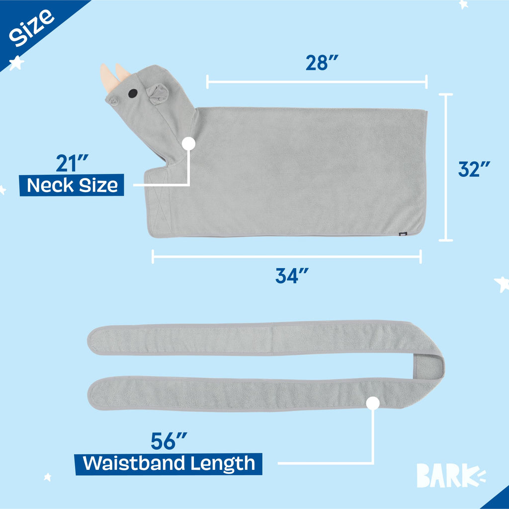 Barkbox Dog Bathrobe Fast Drying with Hook and Loop Closure & Wrap Tie Snuggle, Cute Dogs Clothes, Easy to Clean, Machine Washable, Dog Coats and Tumble Dry Low - Bunny, Medium