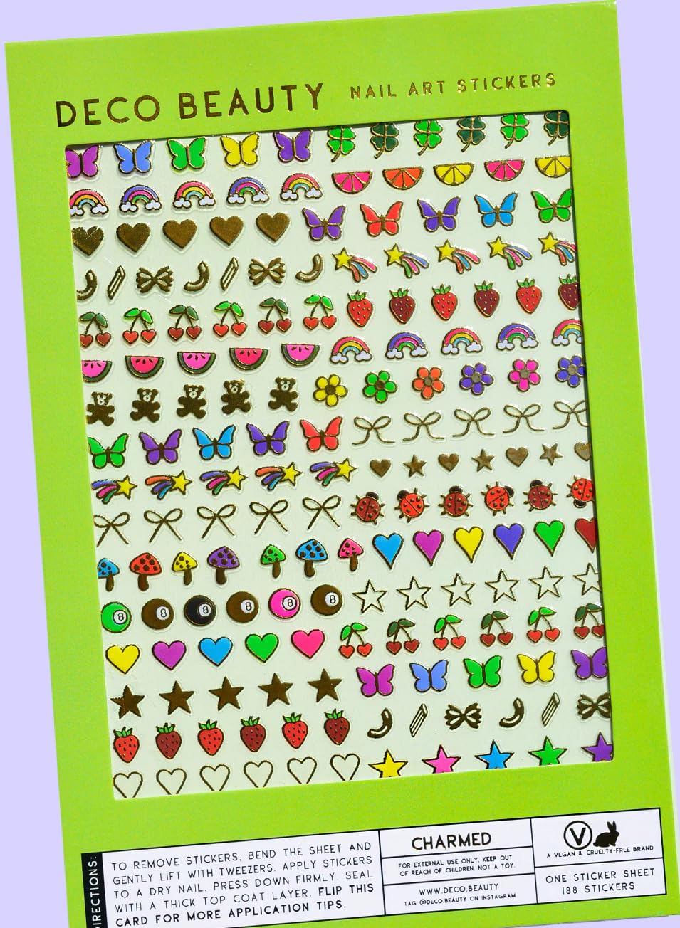 Deco Beauty 90s Baby - Super Thin & Easy-to-Apply Nail Art with The Cutest Designs - Durable & Long-Lasting Nail Art Stickers and Decals for Women, for DIY at-Home Manicures & Salon-Quality Nails