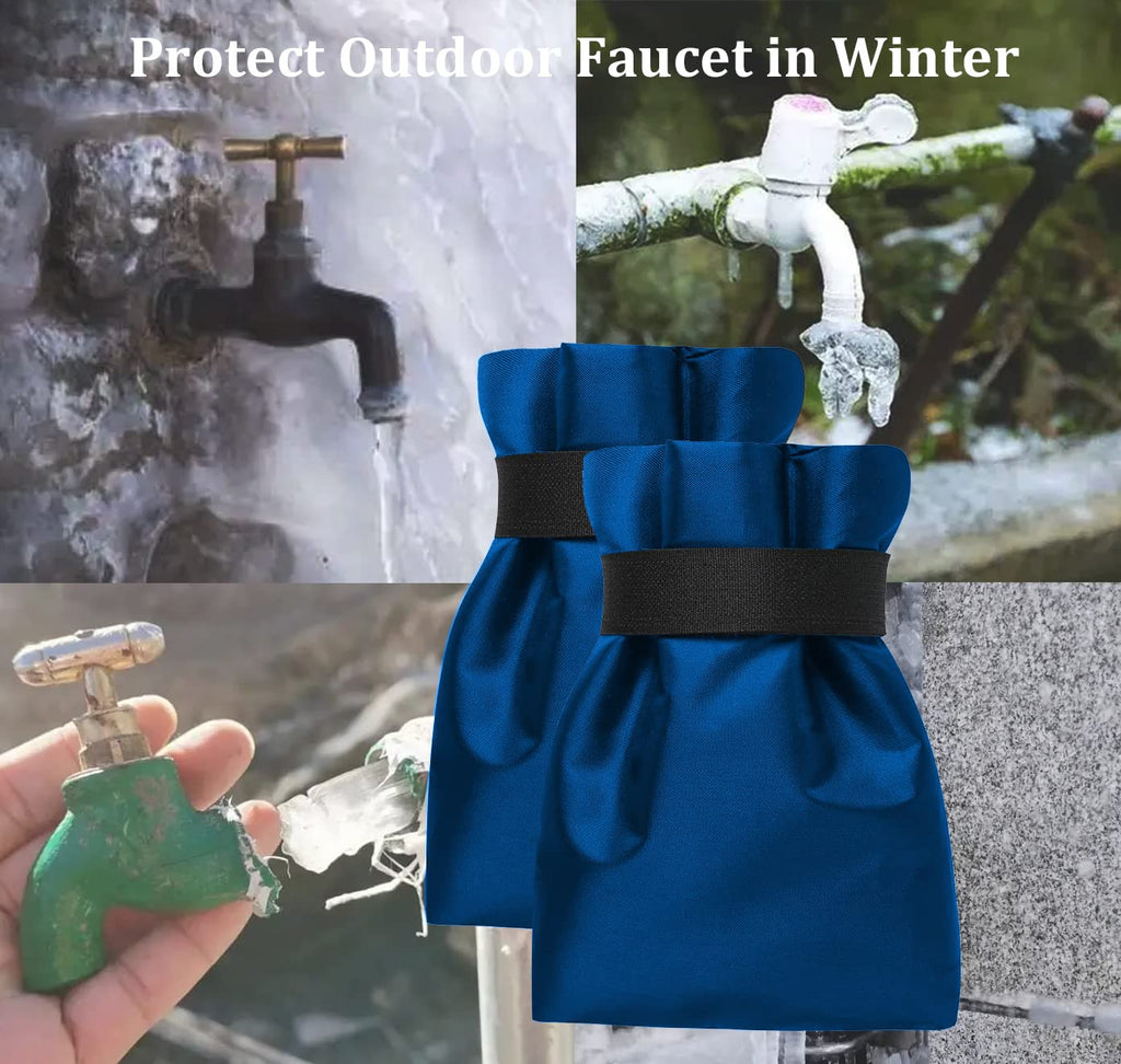 Outdoor Faucet Covers for Winter Freeze Protection, Upgraded Thicken 8.5" H x 6.1" W Outside Garden Faucet Socks for Winter Waterproof Reusable Hose Bibs Insulated Spigot Cover, 2 Pack Black