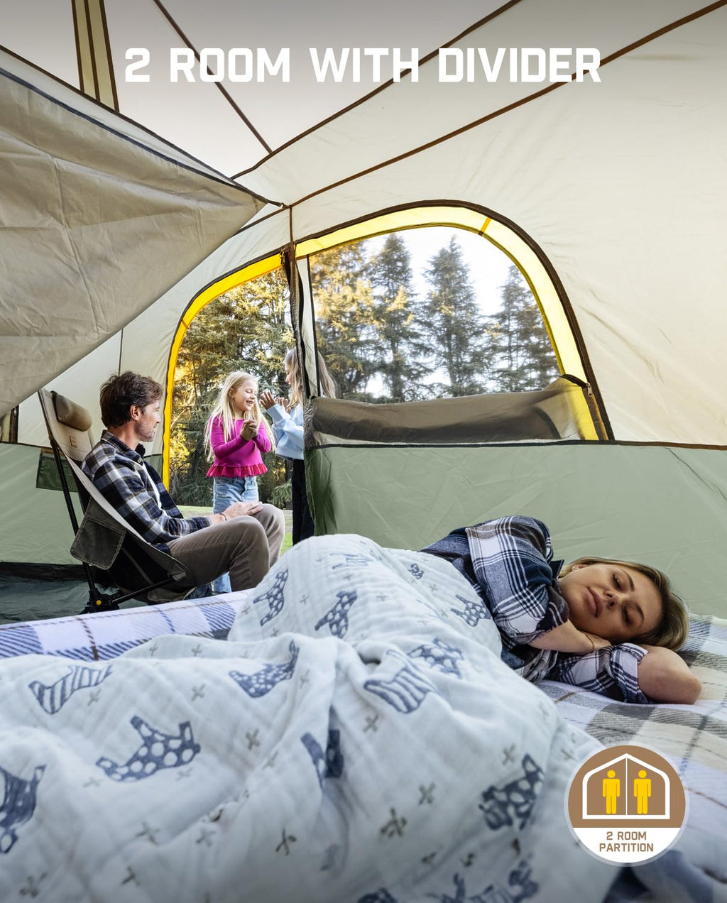FanttikOutdoor Camping Tent 4/6/8/10 Person Instant Cabin Tent Setup in 60 Seconds with Rainfly & Windproof Portable with Carry Bag for Family Camping & Hiking, Upgraded Ventilation, Navy Blue