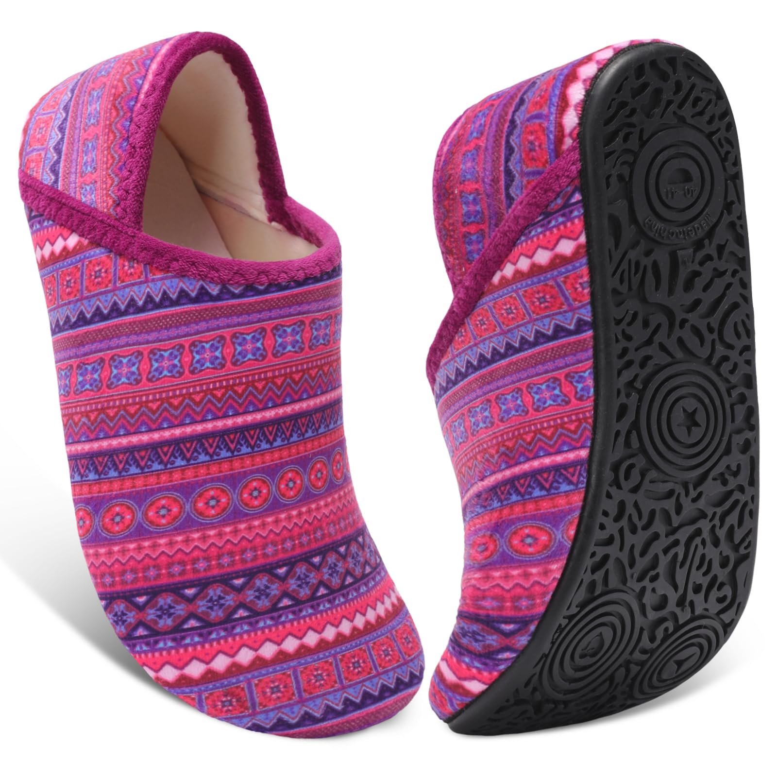 XIHALOOK House Slippers for Women Men Cozy Sock Shoes with Soft Rubber Sole Slip On for Indoor/Outdoor