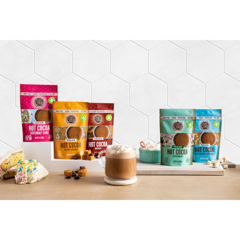 Coconut Cloud: Vegan, Natural, Delicious, Creamy Chocolate | Made in Colorado from Premium Milk Powder (Non-GMO, Gluten Free), Winter Cocoa Bundle, 7oz Each (Original, Toasted Marshmallow & Peppermint)…