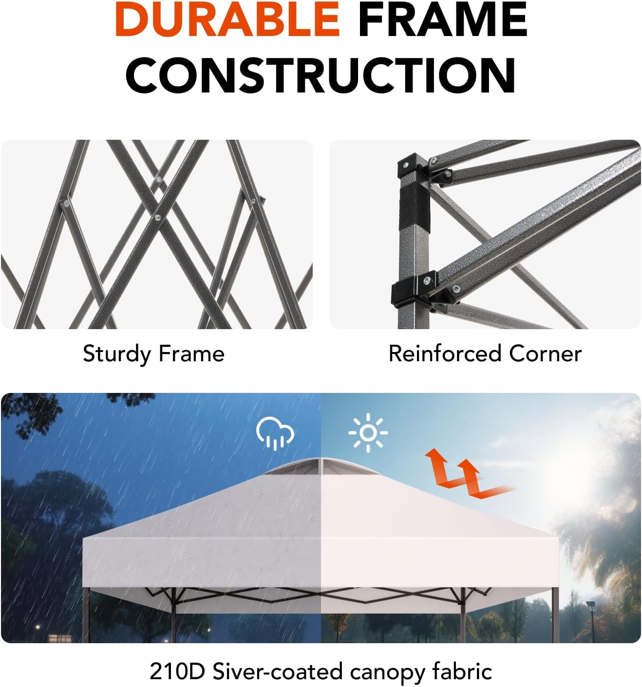 Amada 10x10ft 1-Person Setup Pop Up Canopy Tent - Easy Outdoor Sun Shade for Events, Parties, Camping, Gazebo with Wheel Cover Bag, Beach Tent with 3-Speed Adjustable Height,White
