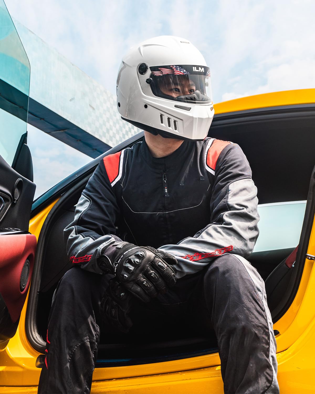 ILM Snell SA2025 Full Face Auto Racing Helmets Lightweight Fiberglass for Adult Men and Women Model 890