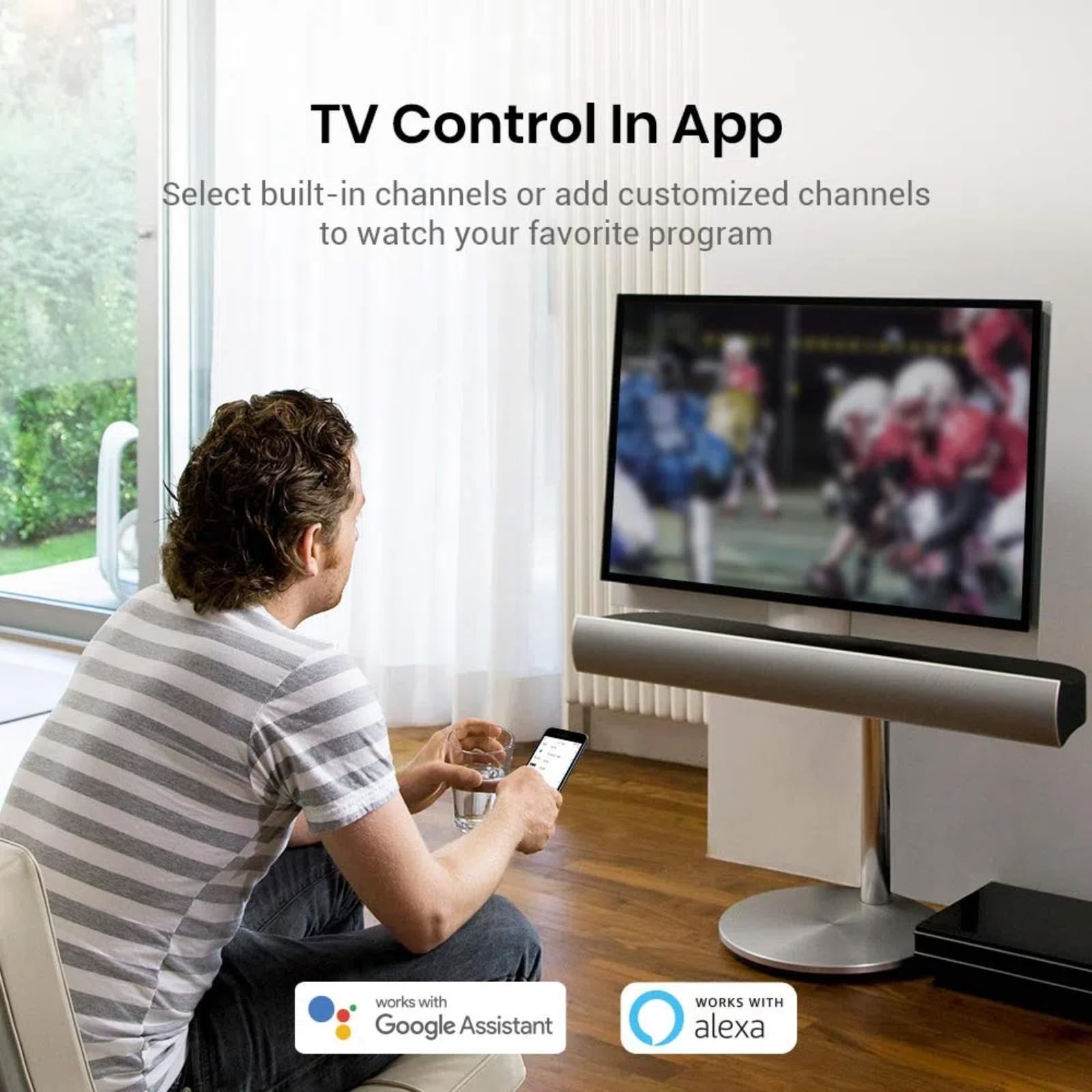 BroadLink RM4mini Smart Remote Hub with Sensor Cable -WiFi IR Blaster for TV Remote, Smart AC Controller, Works with Alexa/Google Home/IFTTT