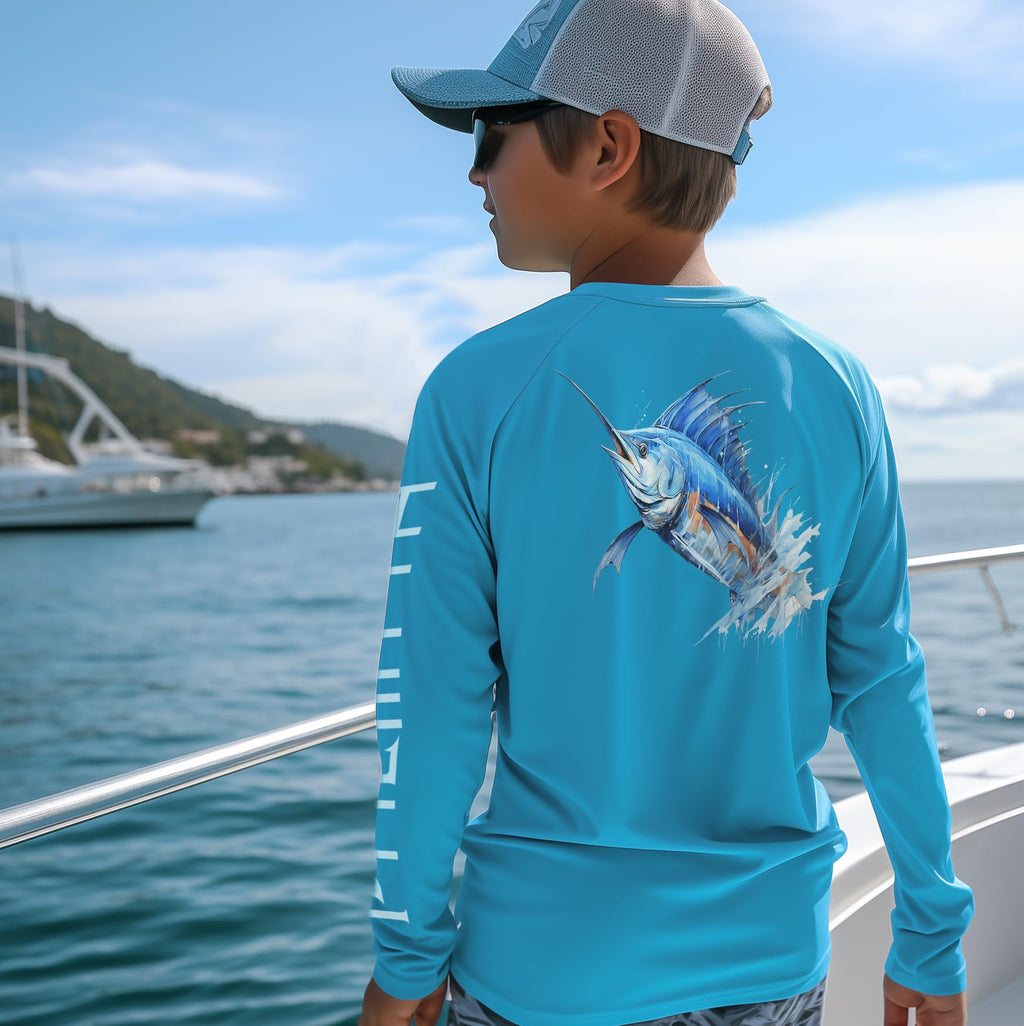 Palmyth Boys Fishing Shirt Youth Long Sleeve T-Shirt UPF 50+ Sun Protection