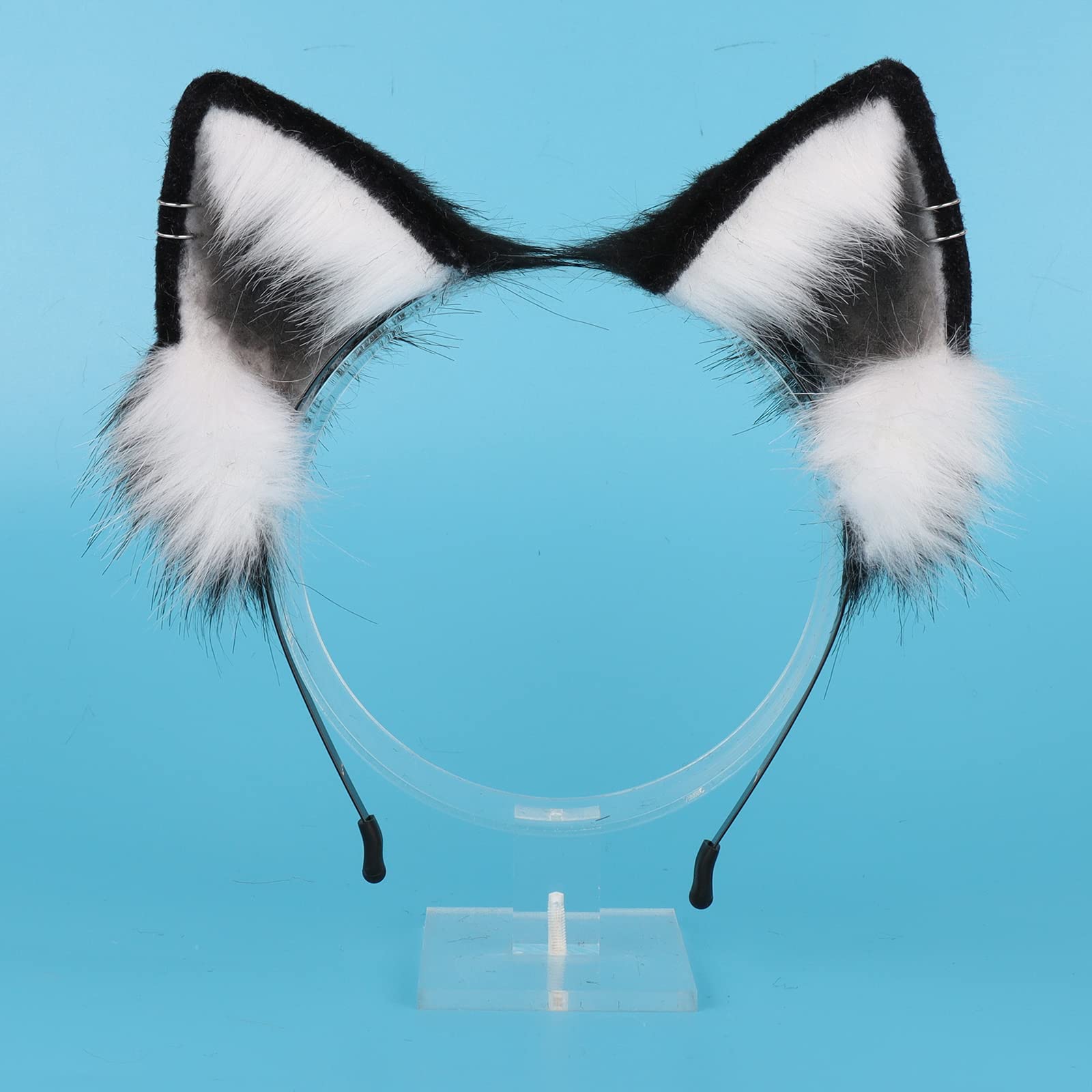 QinRuan Animal Cosplay Costume Accessories Furry Faux Fur Cat Ears Headband and Fox Tail Set Halloween Accessory