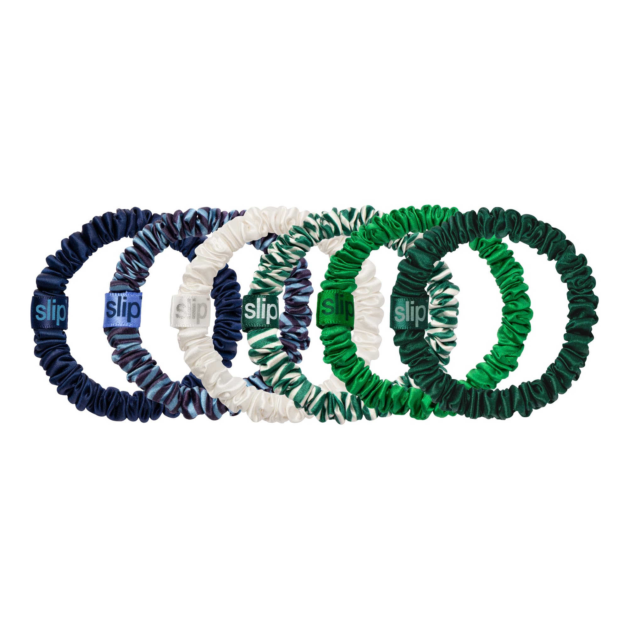 Slip Silk Hair Ties — Skinny Silk Auburn Scrunchies, No Damage, No Crease, Anti-Breakage |100% Mulberry Silk | All Hair Types | Made with Proprietary Slipsilk™ | Set of 4